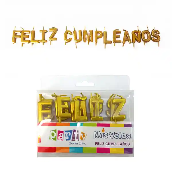 Vela Feliz Cumpleaños Dorado