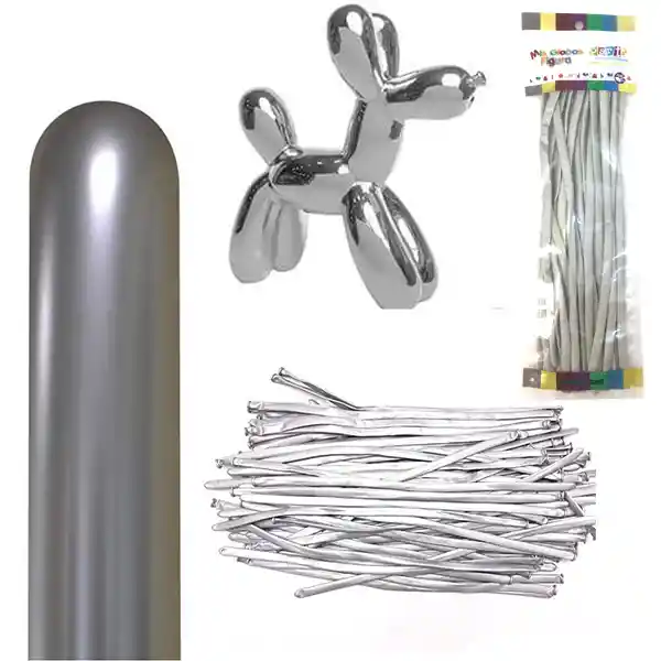 Globo Figura Cromado Plateado 25 Unidades