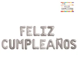 Globos Metalizados Letras Feliz Cumpleaños 16" Plateado