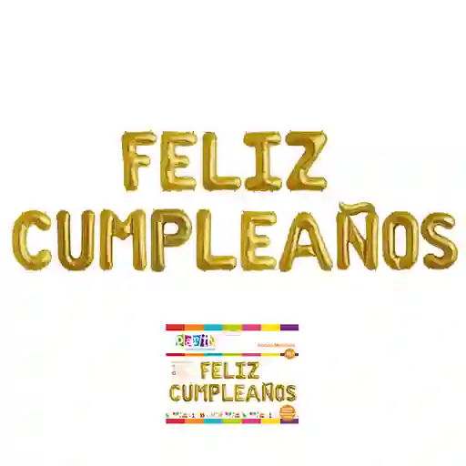 Globos Metalizados Letras Feliz Cumpleaños 16" Dorado