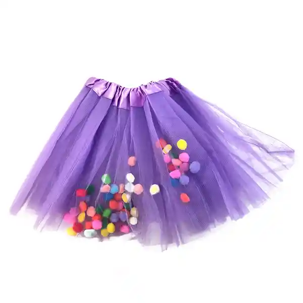 Tutu 30 Cm Pompon Morado