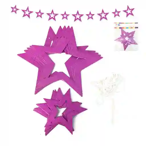 Adorno Colgar 10 Estrella Glitter Calada Fucsia