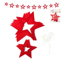 Adorno Colgar 10 Estrella Glitter Calada Rojo