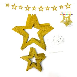 Adorno Colgar 10 Estrella Glitter Calada Dorado