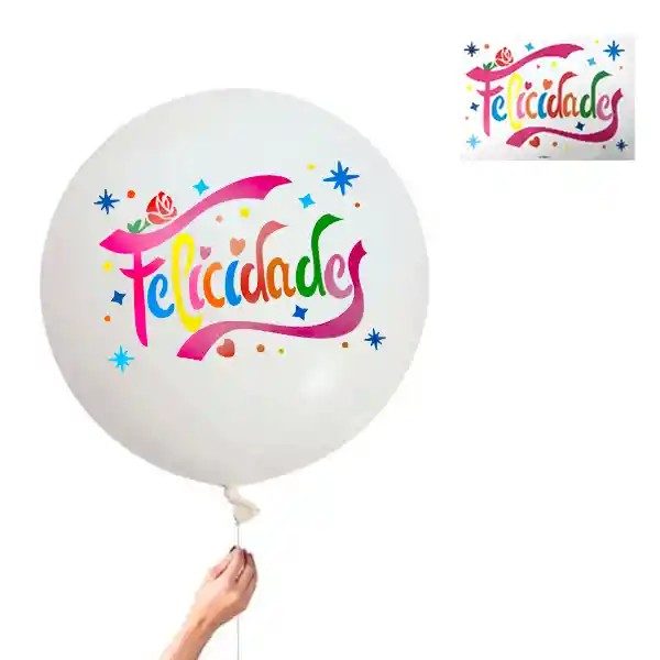 Sticker Para Globo Multicolor Felicidades