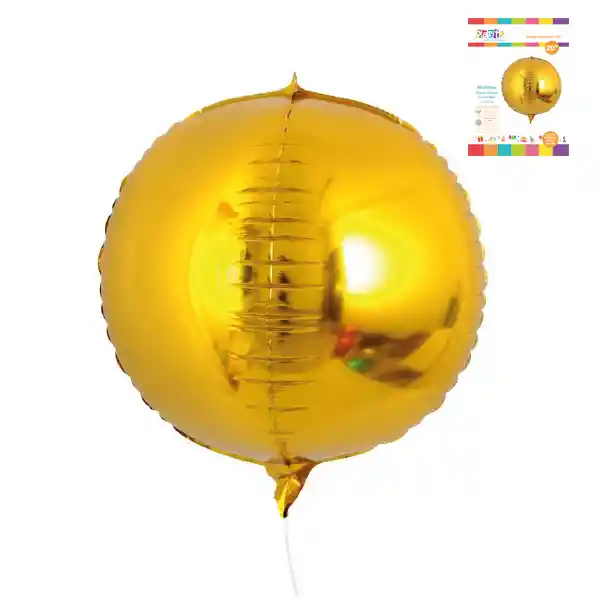 Globo Orbz Metalizado 4d Redondo Dorado