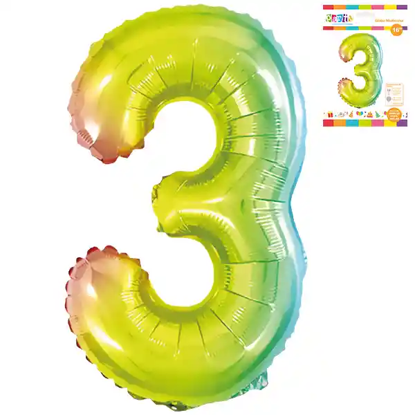 Globo Metalizado Multicolor Nº3-16"