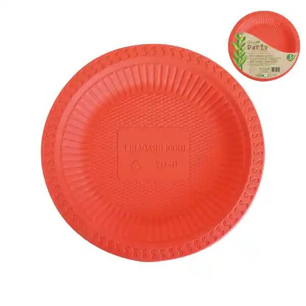 Plato Ecologico Bio "10 Rojo 3 Unidades