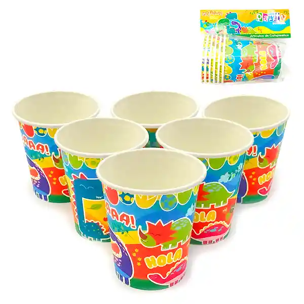 Vaso Polipapel Dinosaurio 6 Unidades