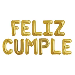 Globos Metalizados Letras Feliz Cumple 16" Dorado