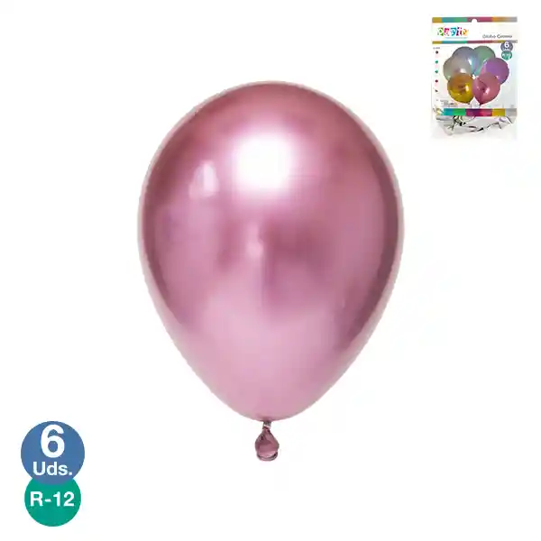 Globo #12 Cromo Rosado 6 Unidades