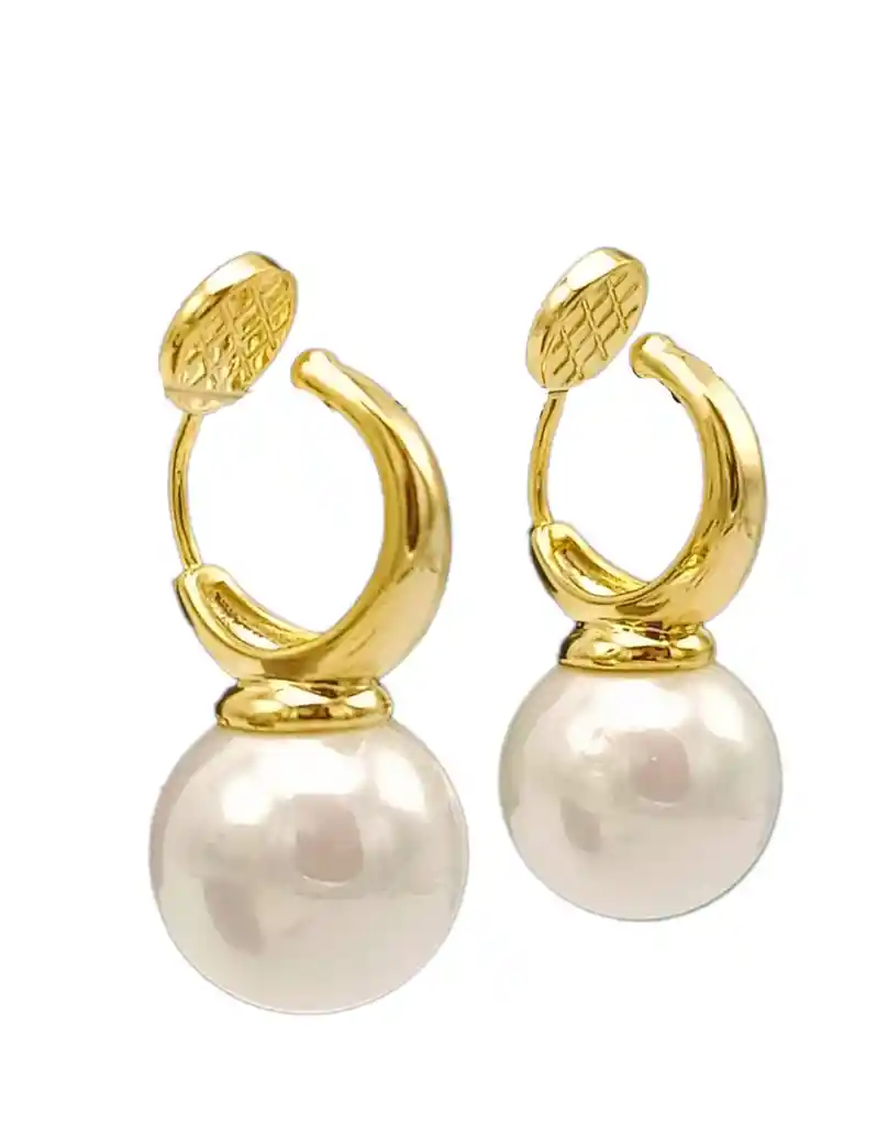 Aros Perla Chapado En Oro 18k Earcuff Sin Perforacion