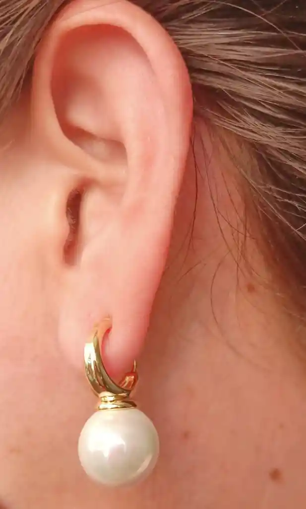 Aros Perla Chapado En Oro 18k Earcuff Sin Perforacion