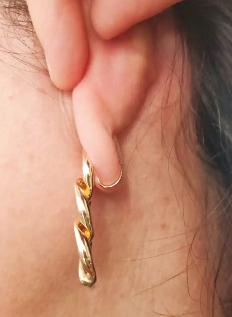 Aros Eslabones Chapado En Oro 18k Earcuff Sin Perforación