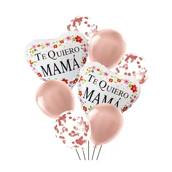 Globo Latex/mylar "te Quiero" Corazon Mama 8 Piezas