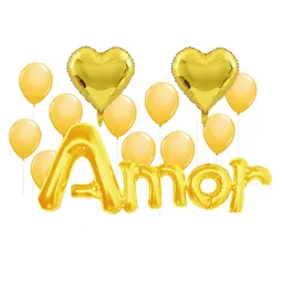 Globo Mylar Amor Dorado 13 Piezas
