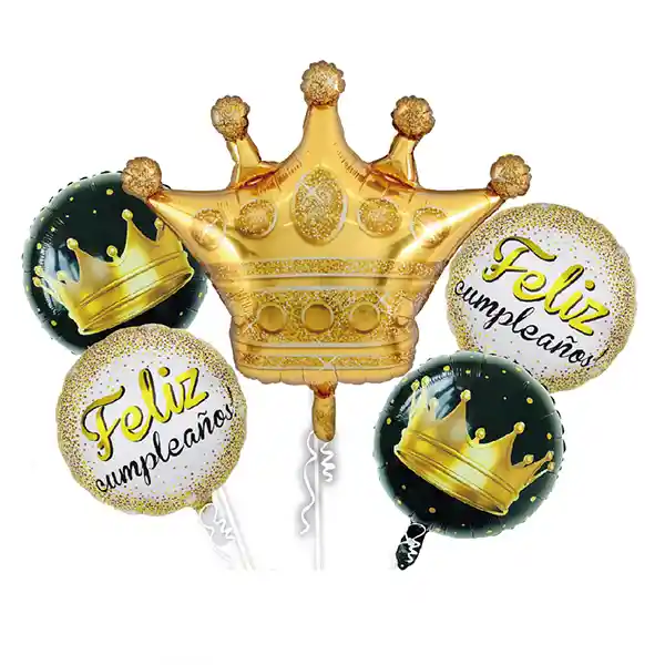 Globo Mylar Corona Dorada 5 Piezas