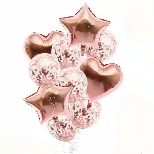 Globo Mylar/latex Confetti Rose Gold 10 Piezas