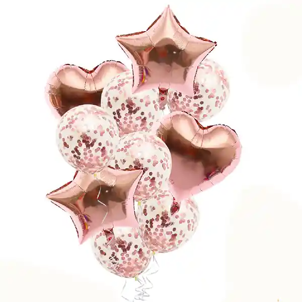 Globo Mylar/latex Confetti Rose Gold 10 Piezas