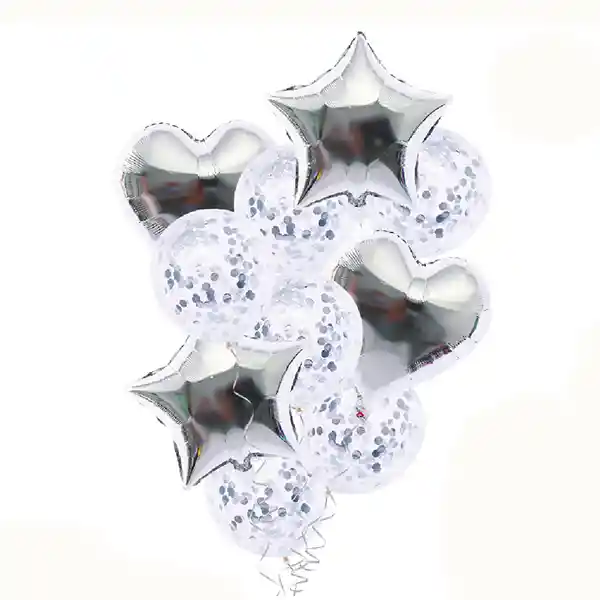 Globo Mylar/latex Confetti Plateado 10 Piezas