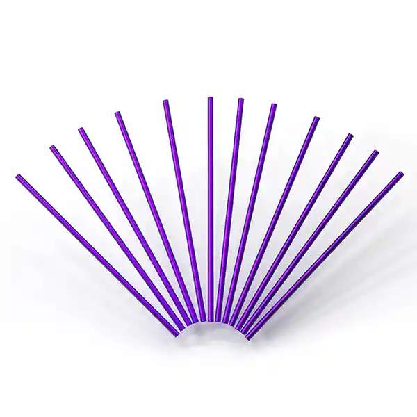 Bombilla Papel Metal Morado 12 Unidades