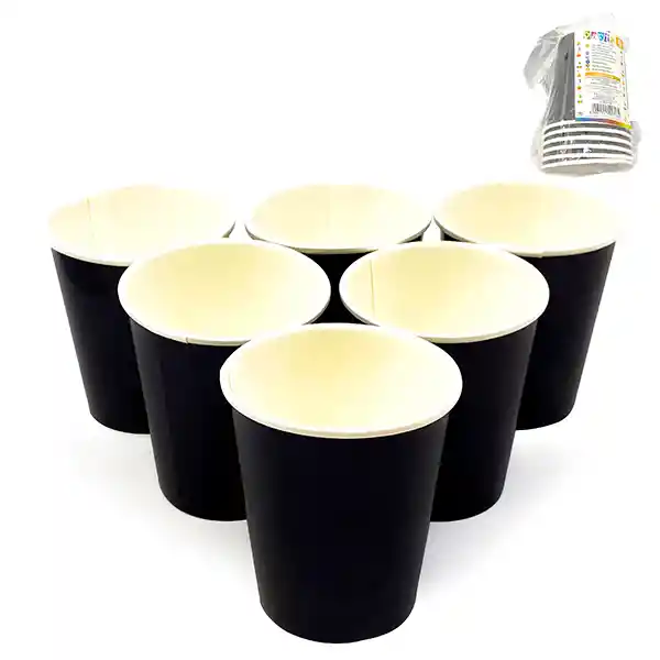 Vaso Polipapel Metal Negro 6 Unidades