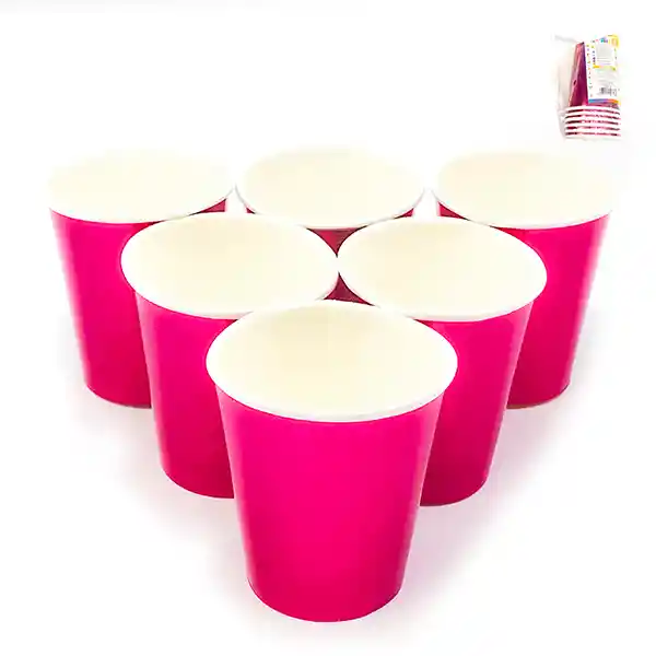 Vaso Polipapel Metal Fucsia 6 Unidades