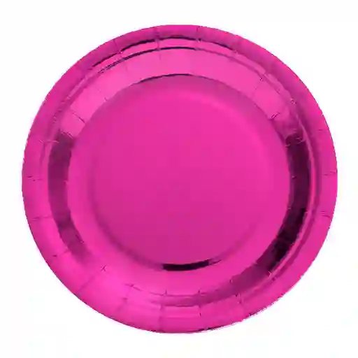 Plato Carton Metal 23 Cm Fucsia 6 Unidades