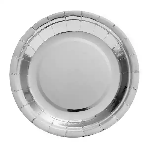 Plato Carton Metal 18 Cm Plateado 6 Unidades