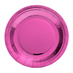 Plato Carton Metal 18 Cm Fucsia 6 Unidades