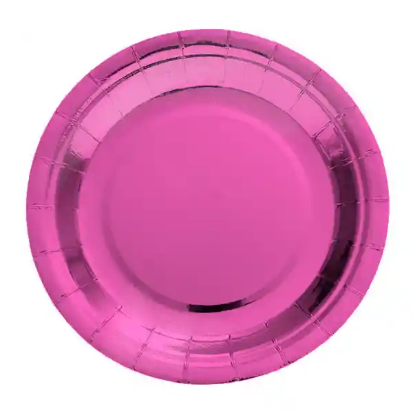 Plato Carton Metal 18 Cm Fucsia 6 Unidades