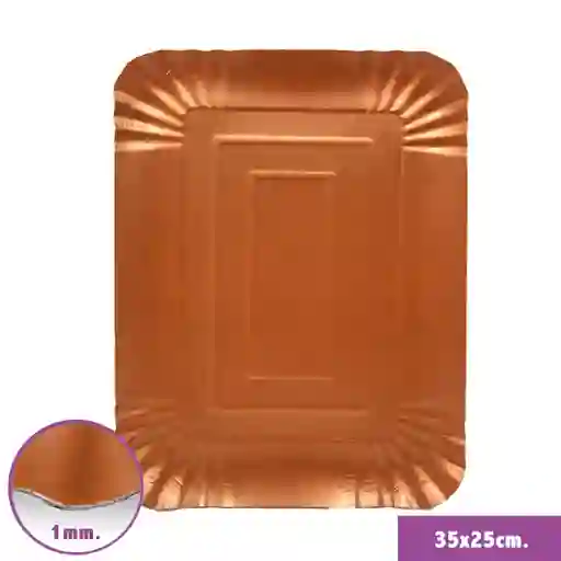 Bandeja Rectangular Metalizada Rose Gold 35 X 27 Cms