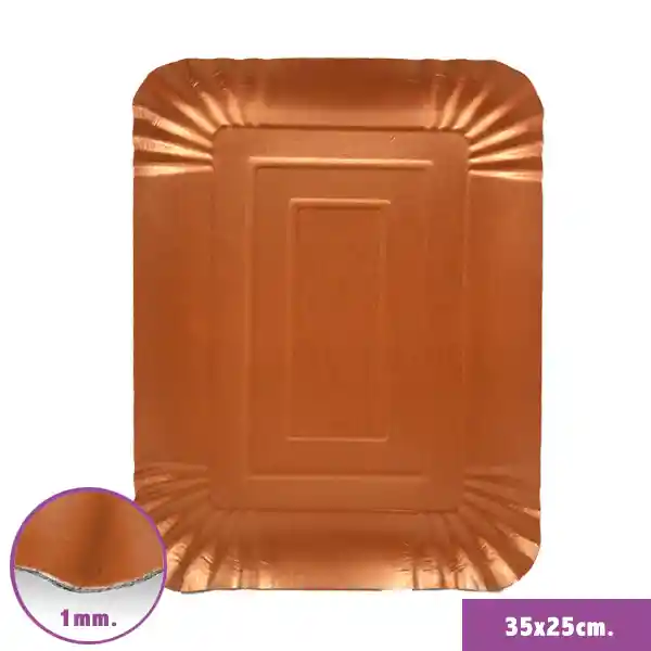 Bandeja Rectangular Metalizada Rose Gold 35 X 27 Cms