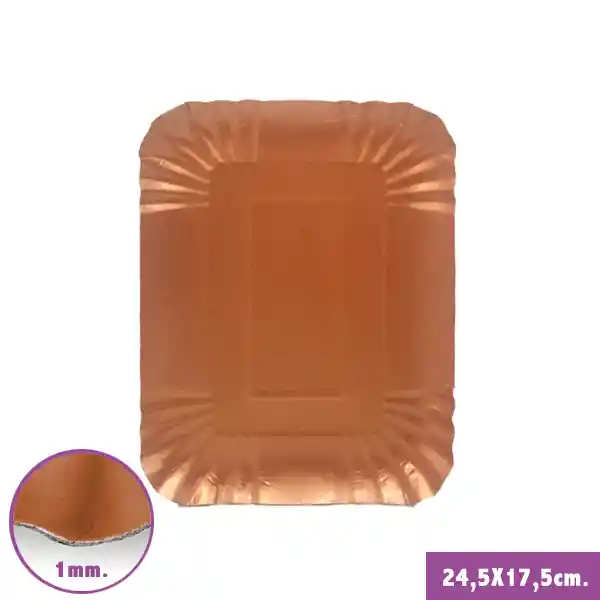 Bandeja Rectangular Metalizada Rose Gold 24.5 X 17.7 Cms