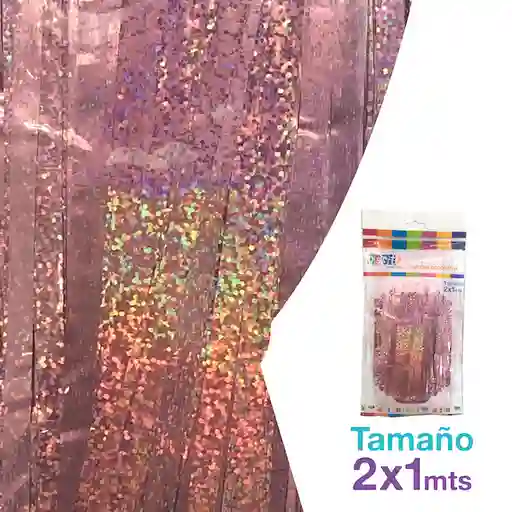 Cortina Metalica Rosado Holografica