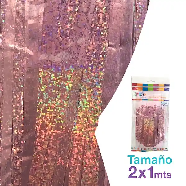 Cortina Metalica Rosado Holografica