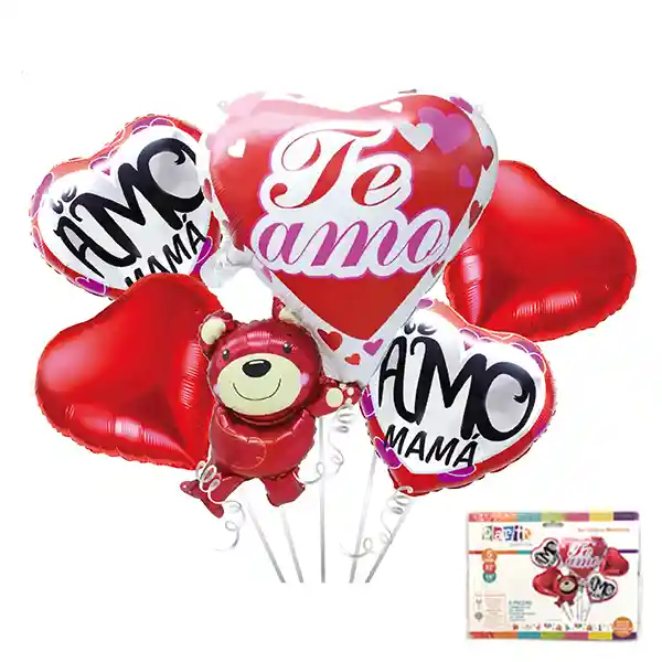 Set Globo Mylar "te Amo Mama" Osito