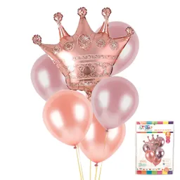 Set Globo Mylar/latex Corona Rosa