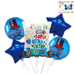 Set Globo Mylar "felicidades Papa" Azul