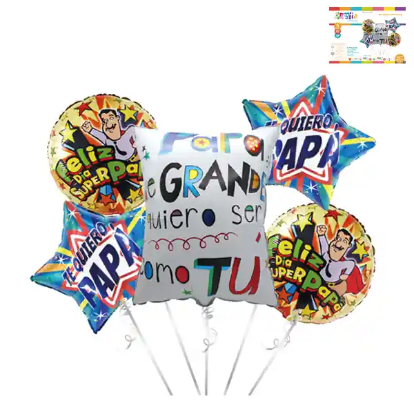 Set Globo Mylar "feliz Dãa Super Papa"