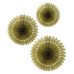 Set Abanico 50-40-30 Cm Dorado 3 Unidades