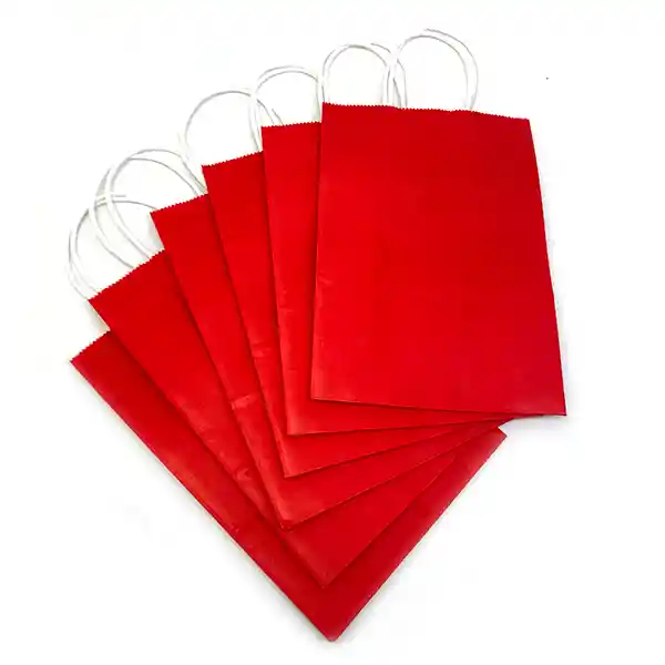 Bolsa De Papel Rojo 15 X 22 X 8 Cms 6 Unidades