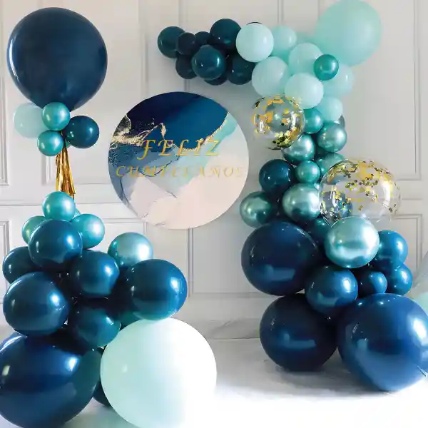 Arco Globos Organicos F.c Azul 64 Piezas