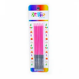 Vela 15.3cm Rosa 6 Unidades