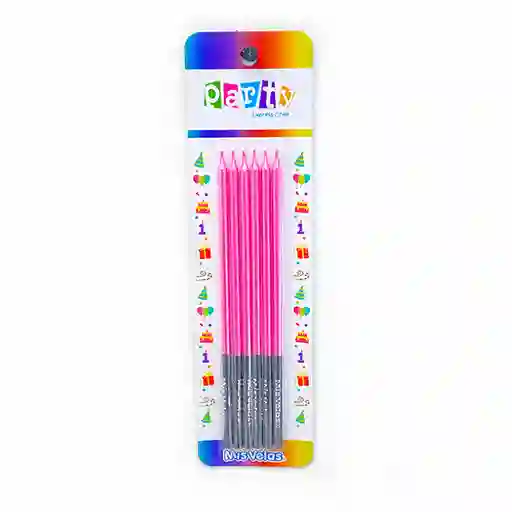 Vela 15.3cm Rosa 6 Unidades