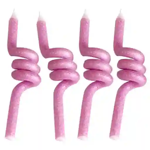 Vela Espiral Metal Rosa 4 Unidades