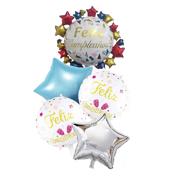 Globo Metalico F.c. Estrella Corona 5 Piezas