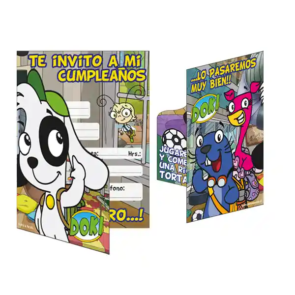 Tarjeta Invitacion Doki 6 Unidades