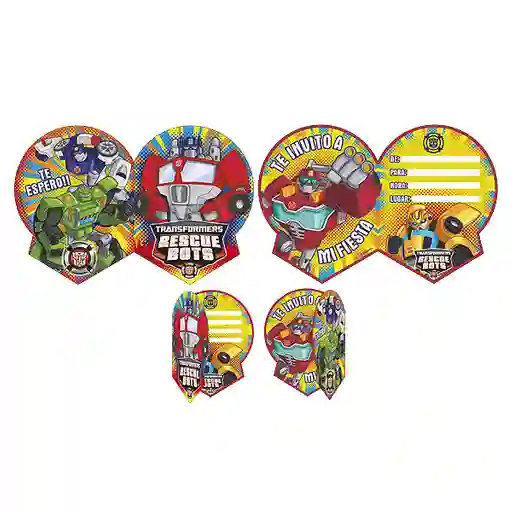 Tarjeta Invitacion Rescue Bots 6 Unidades