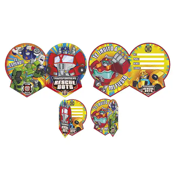 Tarjeta Invitacion Rescue Bots 6 Unidades